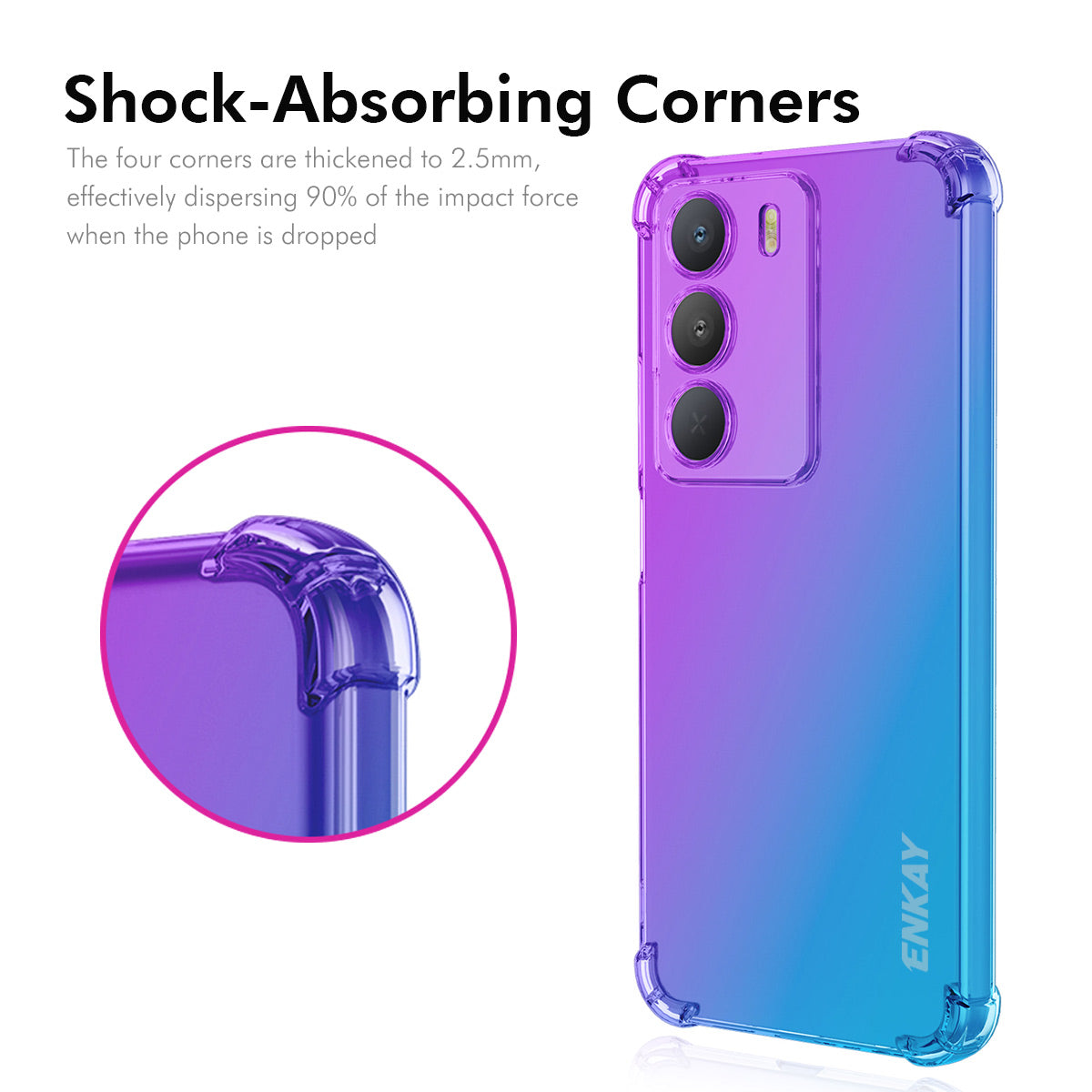 For Realme 14x 5G TPU Case ENKAY Thickened Four Corner Drop-proof Phone Back Cover - Blue / Pink