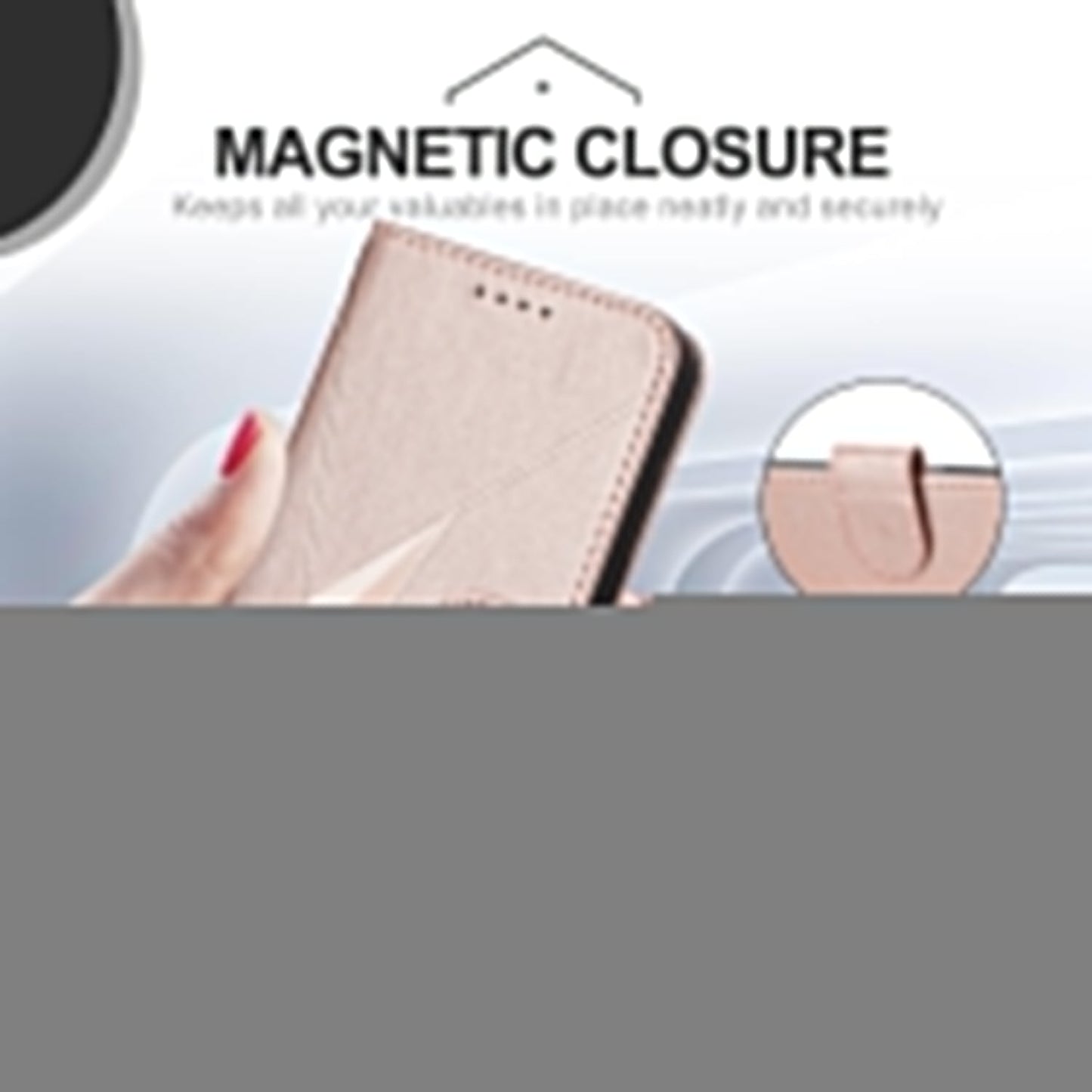 For Samsung Galaxy M06 5G / Galaxy F06 5G Case Triangle Imprint Leather Phone Cover with Lanyard - Rose Gold