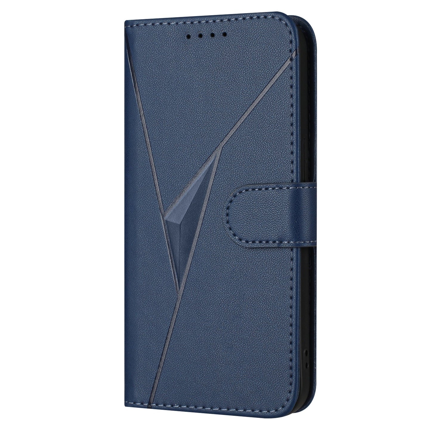 For Samsung Galaxy M06 5G / Galaxy F06 5G Case Triangle Imprint Leather Phone Cover with Lanyard - Royal Blue