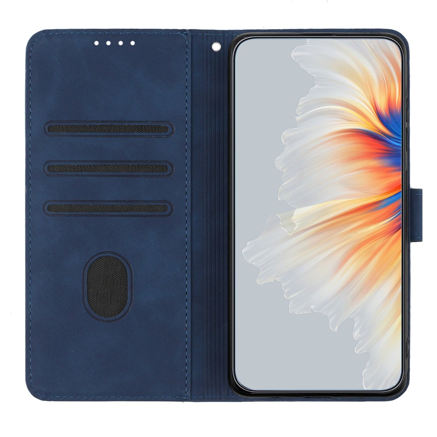 For Samsung Galaxy M06 5G / Galaxy F06 5G Leather Case Wallet Stand Smile Imprinted Phone Cover with Strap - Royal Blue