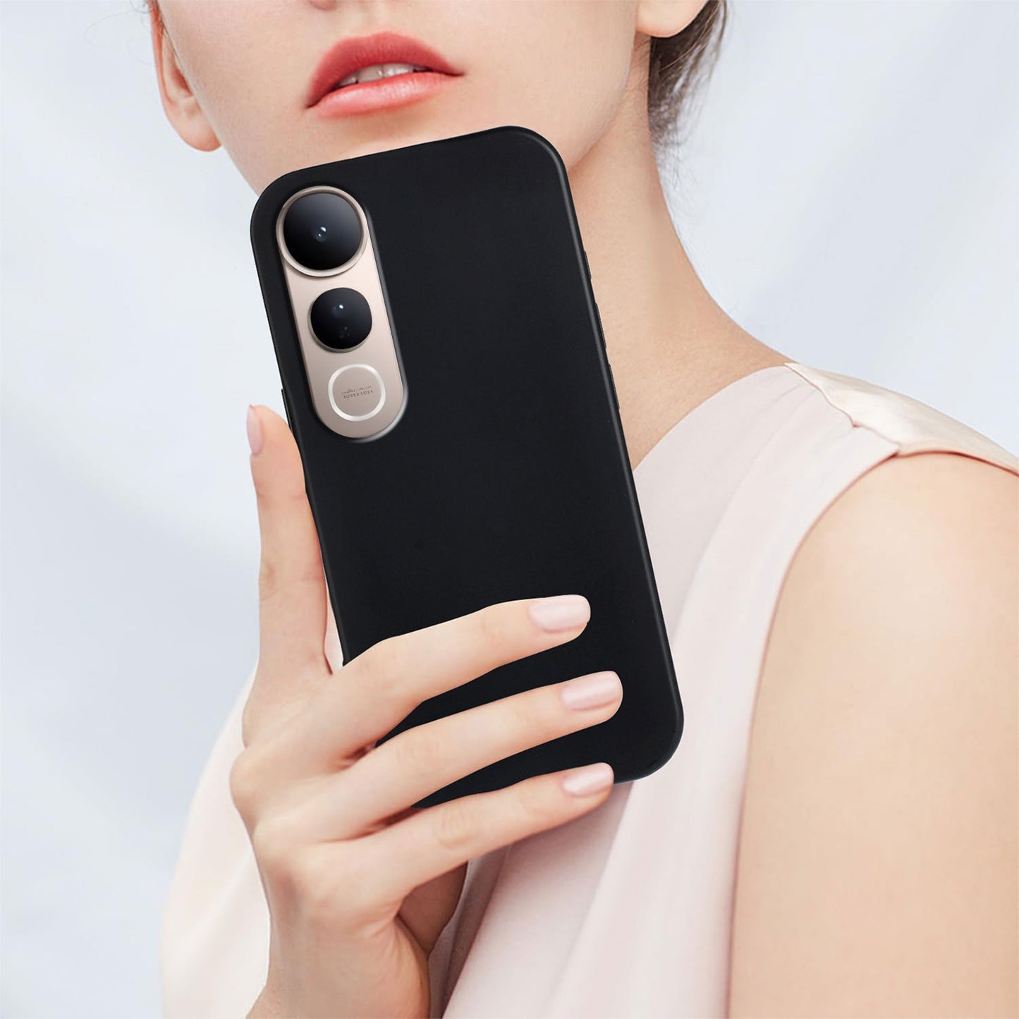 For vivo V50 Lite 5G TPU Case Soft Matte Anti-fingerprint Phone Back Cover - Black