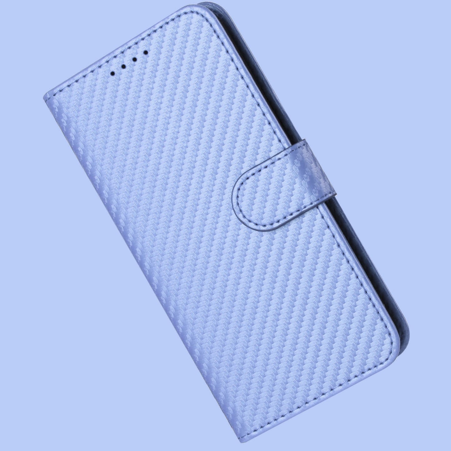 For Samsung Galaxy M06 5G / Galaxy F06 5G Wallet Case with Strap Carbon Fiber Texture Leather Mobile Cover - Purple