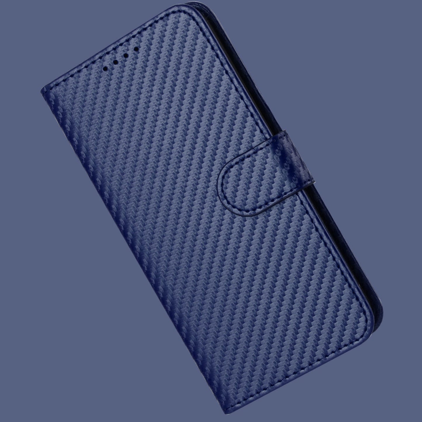For Samsung Galaxy M16 5G / Galaxy F16 5G Wallet Case with Strap Carbon Fiber Texture Leather Mobile Cover - Royal Blue