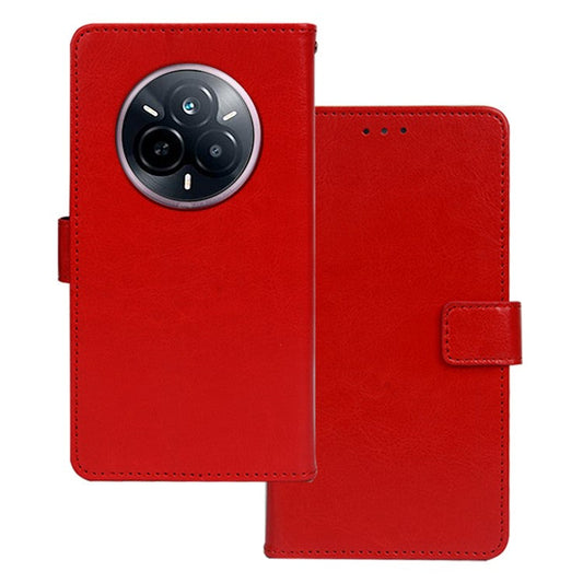 IDEWEI For Realme 14 Pro 5G Case Wallet Leather Phone Cover Crazy Horse Texture - Red