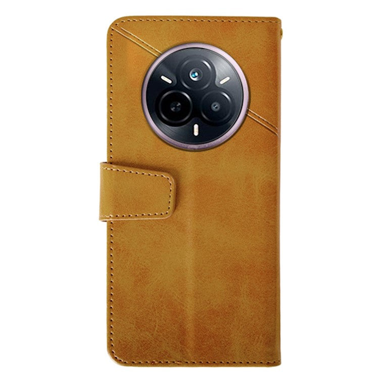 IDEWEI For Realme 14 Pro 5G Case Leather Wallet Phone Cover Stand Calf Texture - Brown