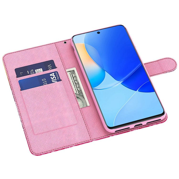 For Honor X8 4G 4G PU Leather Folio Flip Wallet Phone Case Stand Function 3D Creative Pattern Printed Design Full-Body Protective Cover with Strap - Wish Tree
