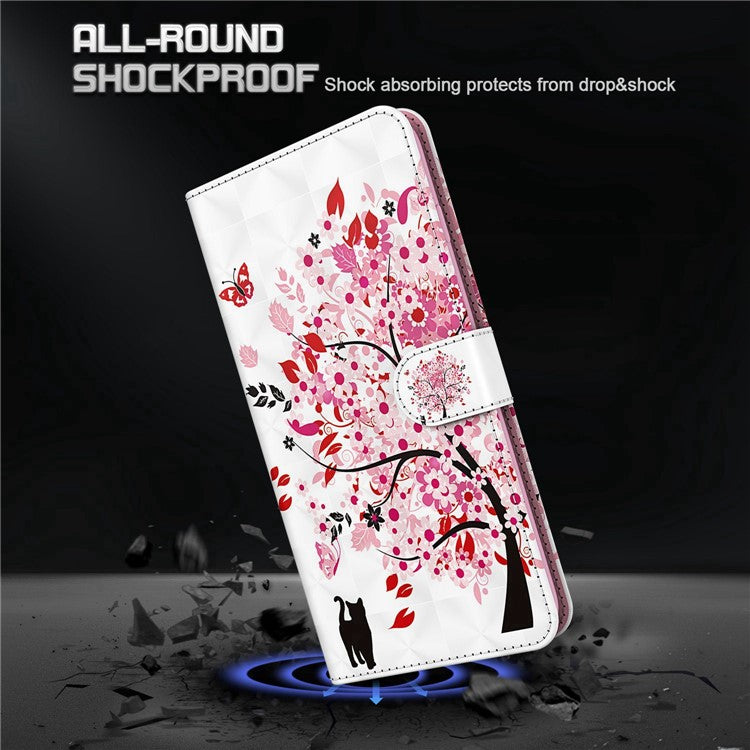 For Honor X8 4G 4G PU Leather Folio Flip Wallet Phone Case Stand Function 3D Creative Pattern Printed Design Full-Body Protective Cover with Strap - Wish Tree