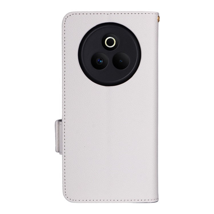 For Realme P3 Pro 5G Case Wallet Flip Litchi Texture PU Leather Phone Cover - White