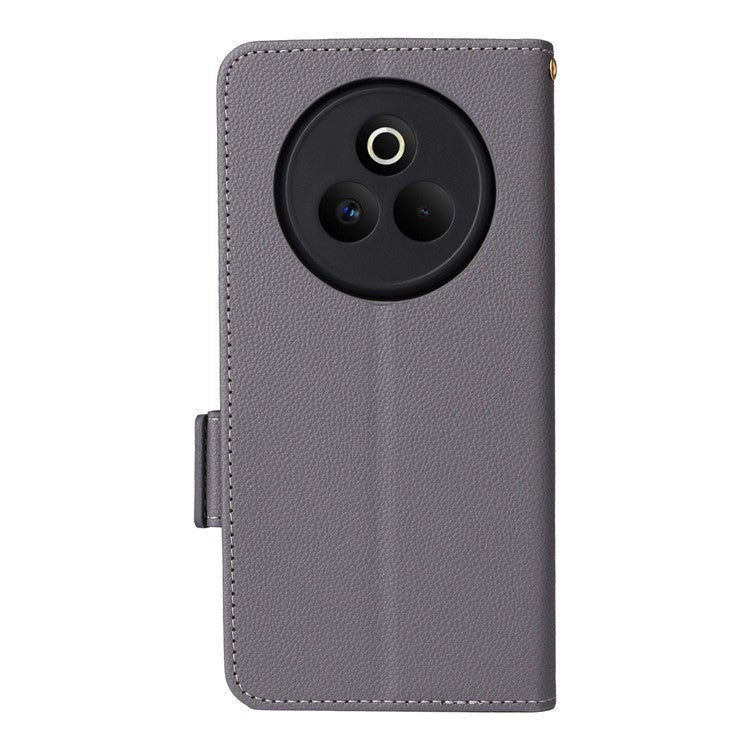 For Realme P3 Pro 5G Case Wallet Flip Litchi Texture PU Leather Phone Cover - Grey