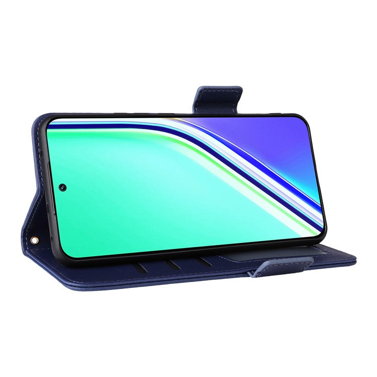 For Realme P3 Pro 5G Case Wallet Flip Litchi Texture PU Leather Phone Cover - Dark Blue