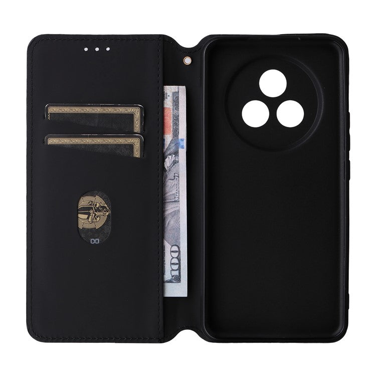 For Realme P3 Pro 5G Case Wallet Rhombus Imprinted Leather Phone Cover - Red