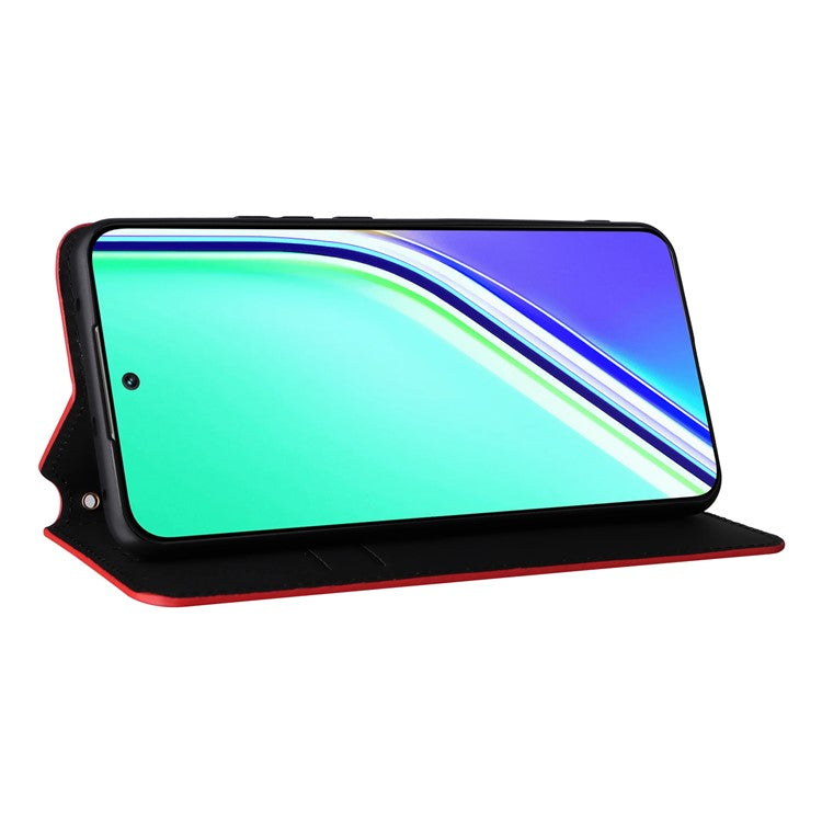 For Realme P3 Pro 5G Case Wallet Rhombus Imprinted Leather Phone Cover - Red