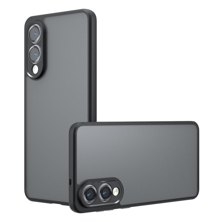 For Samsung Galaxy S25 Edge Case Skin-Touch TPU + PC Matte Phone Shell, Transparent Black