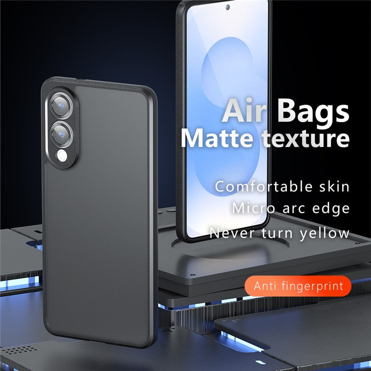 For Samsung Galaxy S25 Edge Case Skin-Touch TPU + PC Matte Phone Shell, Transparent Black