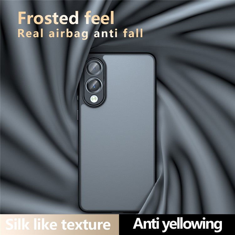 For Samsung Galaxy S25 Edge Case Skin-Touch TPU + PC Matte Phone Shell, Transparent Black