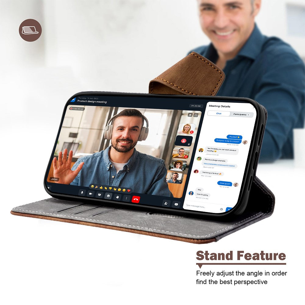 For Oppo Reno13 F 5G  /  4G Case RFID Blocking Color Splicing PU Leather Wallet Phone Cover - Grey