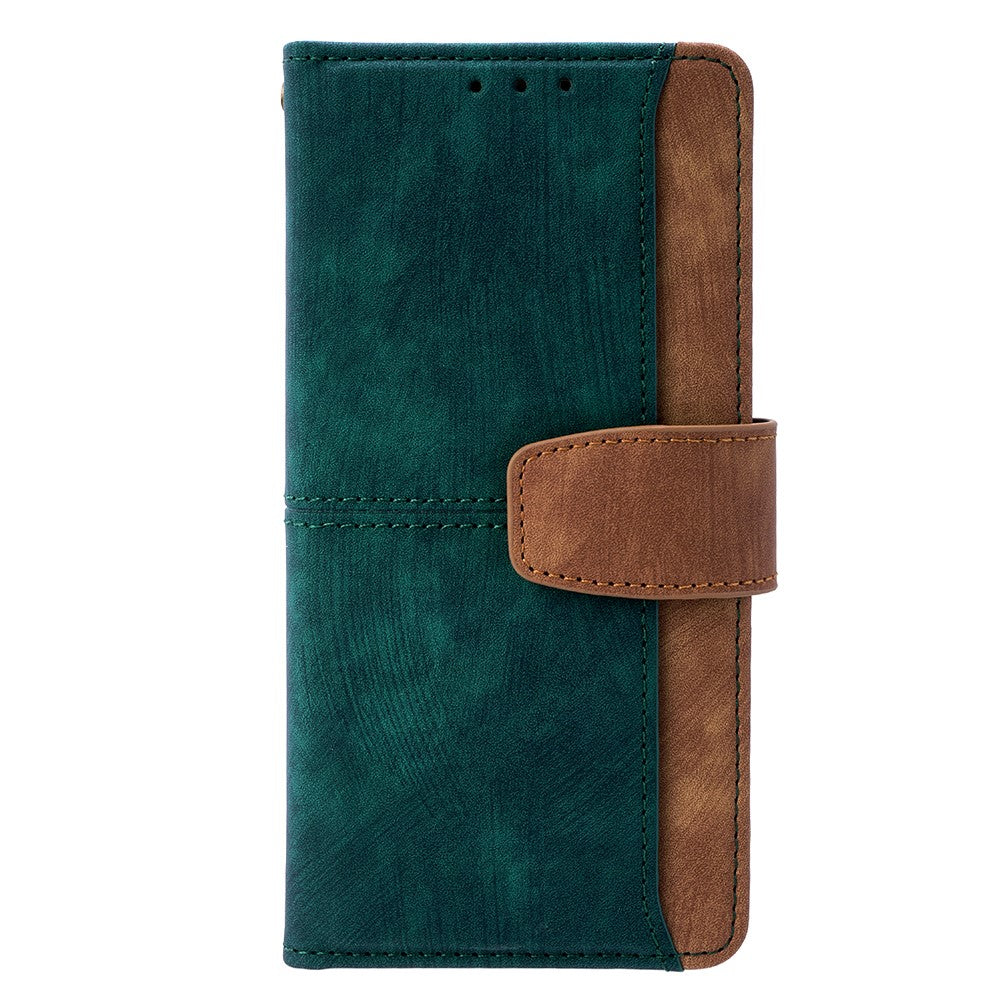 For Oppo Reno13 F 5G  /  4G Case RFID Blocking Color Splicing PU Leather Wallet Phone Cover - Green