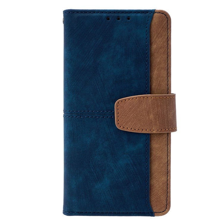 For Realme 14 Pro+ 5G Case RFID Blocking Color Splicing PU Leather Wallet Phone Cover - Blue