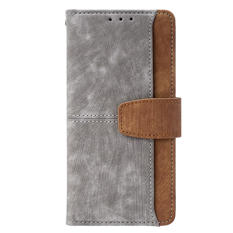 For Realme 14x 5G  /  C75 Case RFID Blocking Color Splicing PU Leather Wallet Phone Cover - Grey
