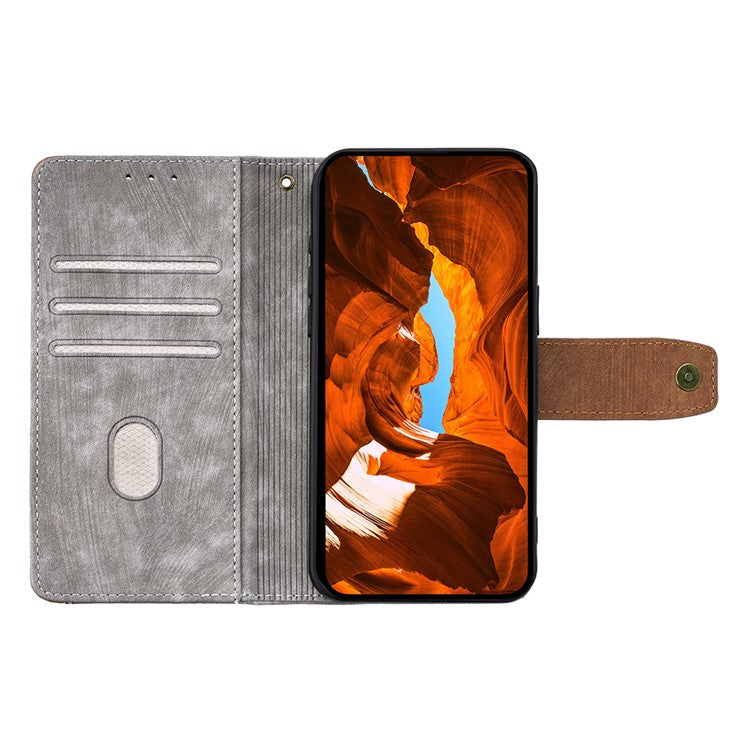 For Realme 14x 5G  /  C75 Case RFID Blocking Color Splicing PU Leather Wallet Phone Cover - Grey