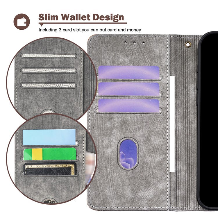 For Realme 14x 5G  /  C75 Case RFID Blocking Color Splicing PU Leather Wallet Phone Cover - Grey