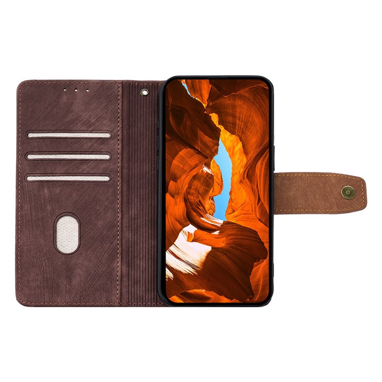 For Realme 14x 5G  /  C75 Case RFID Blocking Color Splicing PU Leather Wallet Phone Cover - Brown