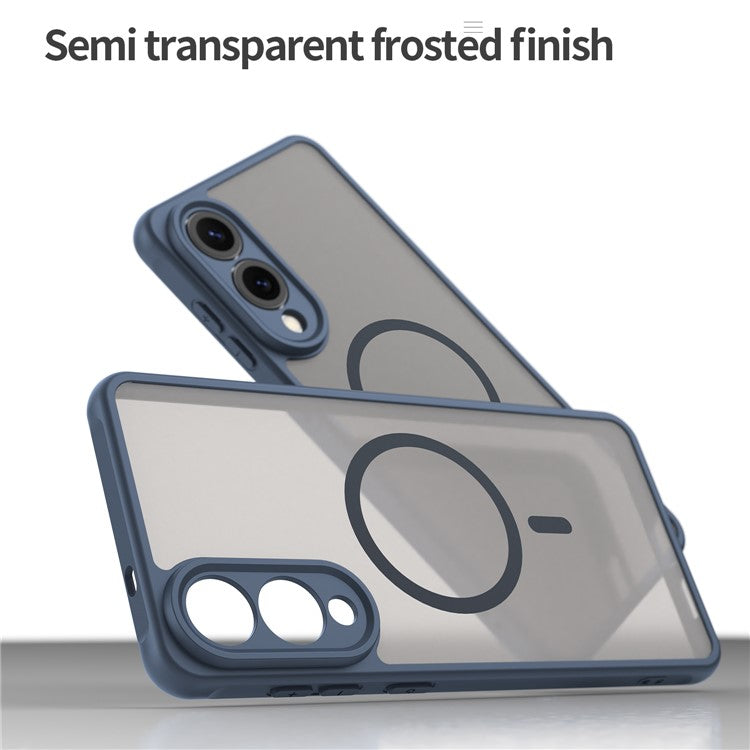 For Samsung Galaxy S25 Edge Case Compatible with MagSafe Anti Drop PC + TPU Phone Cover - Blue