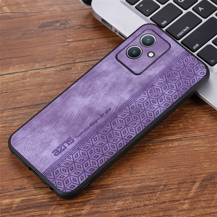 AZNS Anti-scratch Phone Case for vivo Y33s 5G / Y33e 5G, Imprinted Pattern PU Leather Coated TPU Back Cover - Purple