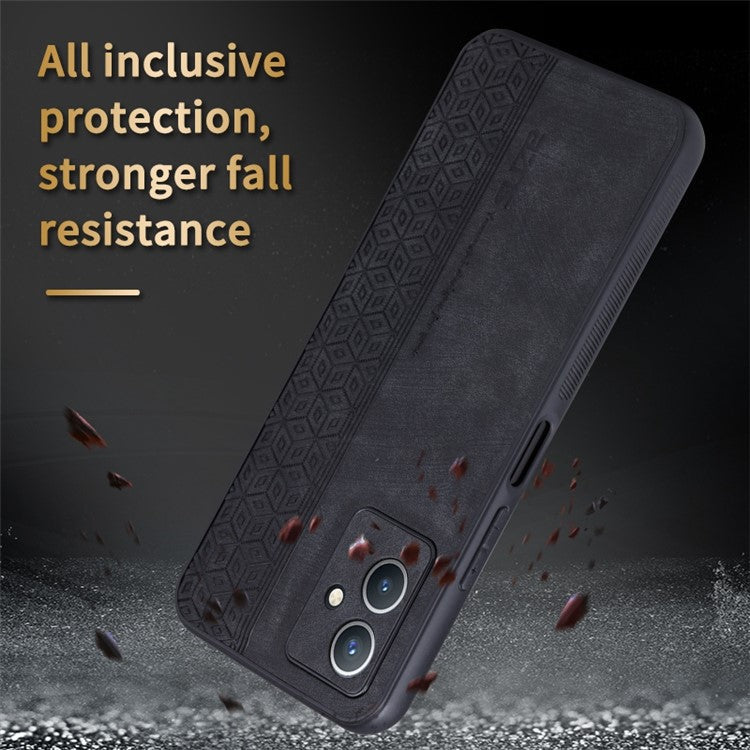 AZNS Anti-scratch Phone Case for vivo Y33s 5G / Y33e 5G, Imprinted Pattern PU Leather Coated TPU Back Cover - Purple