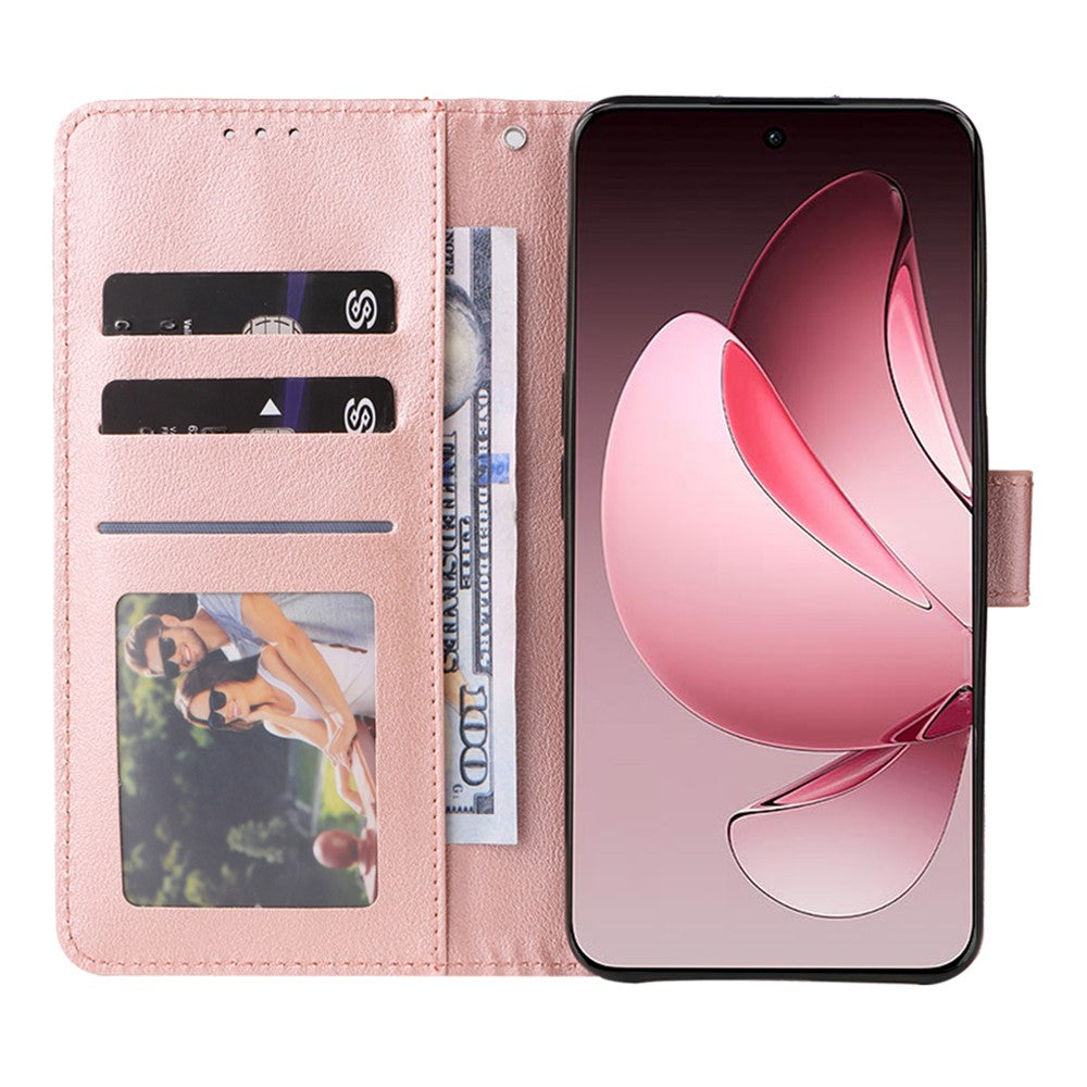 For Oppo Reno13 Pro 5G Case Wallet Stand View PU Leather Phone Cover - Rose Gold