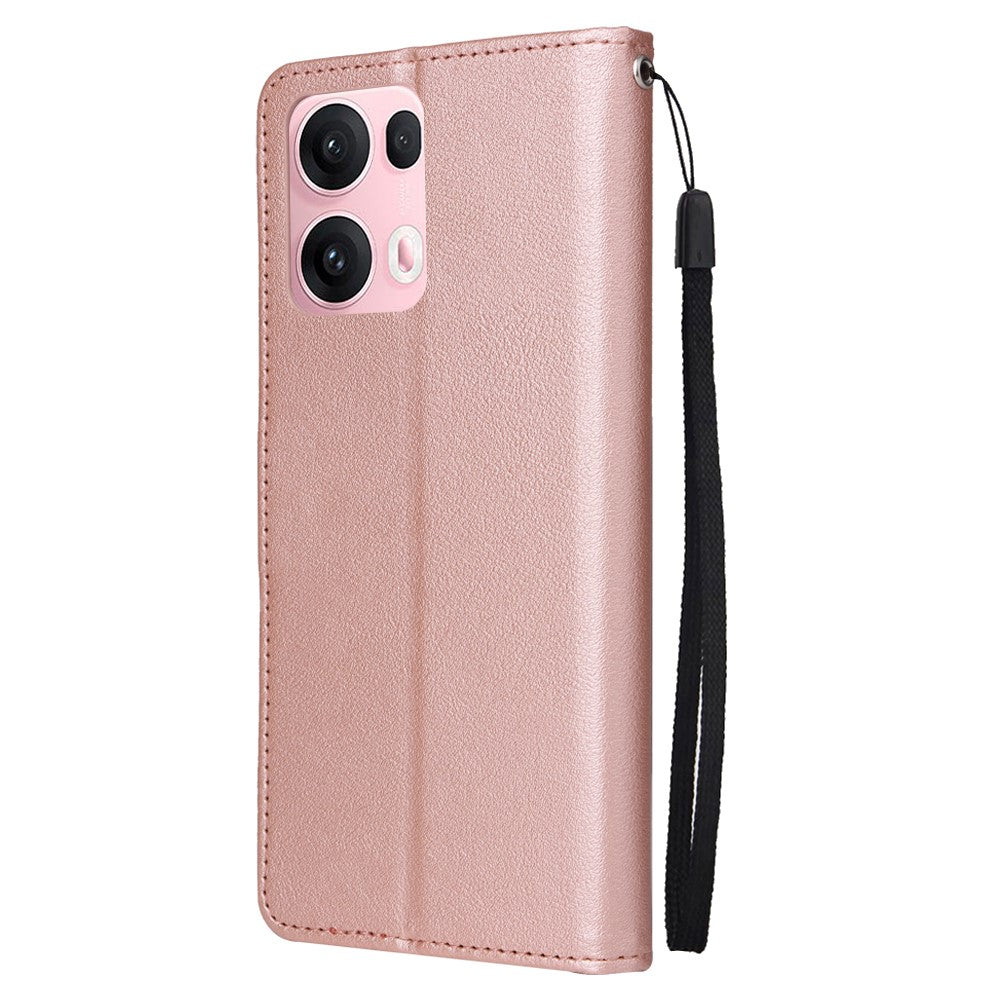 For Oppo Reno13 Pro 5G Case Wallet Stand View PU Leather Phone Cover - Rose Gold