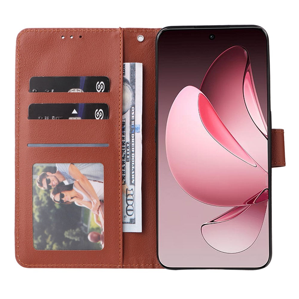 For Oppo Reno13 Pro 5G Case Wallet Stand View PU Leather Phone Cover - Brown