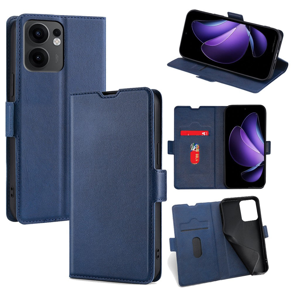 For Oppo Reno13 F 5G  /  4G Case Card Holder PU Leather Phone Cover - Blue