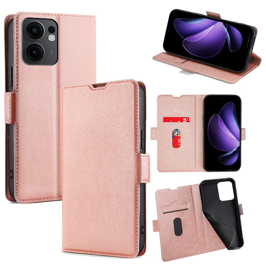 For Oppo Reno13 F 5G  /  4G Case Card Holder PU Leather Phone Cover - Rose Gold