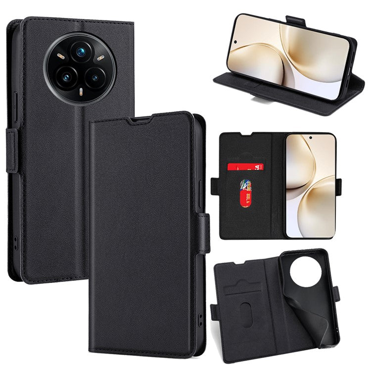 For Realme 14 Pro+ 5G Case Card Holder PU Leather Phone Cover - Black