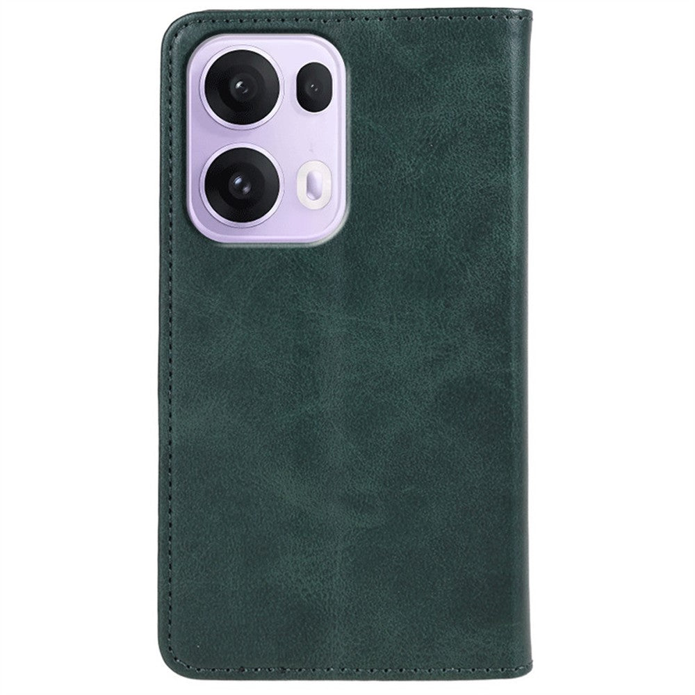 For Oppo Reno13 Pro 5G Case Strong Magnetic PU Leather Phone Cover Calf Texture - Green
