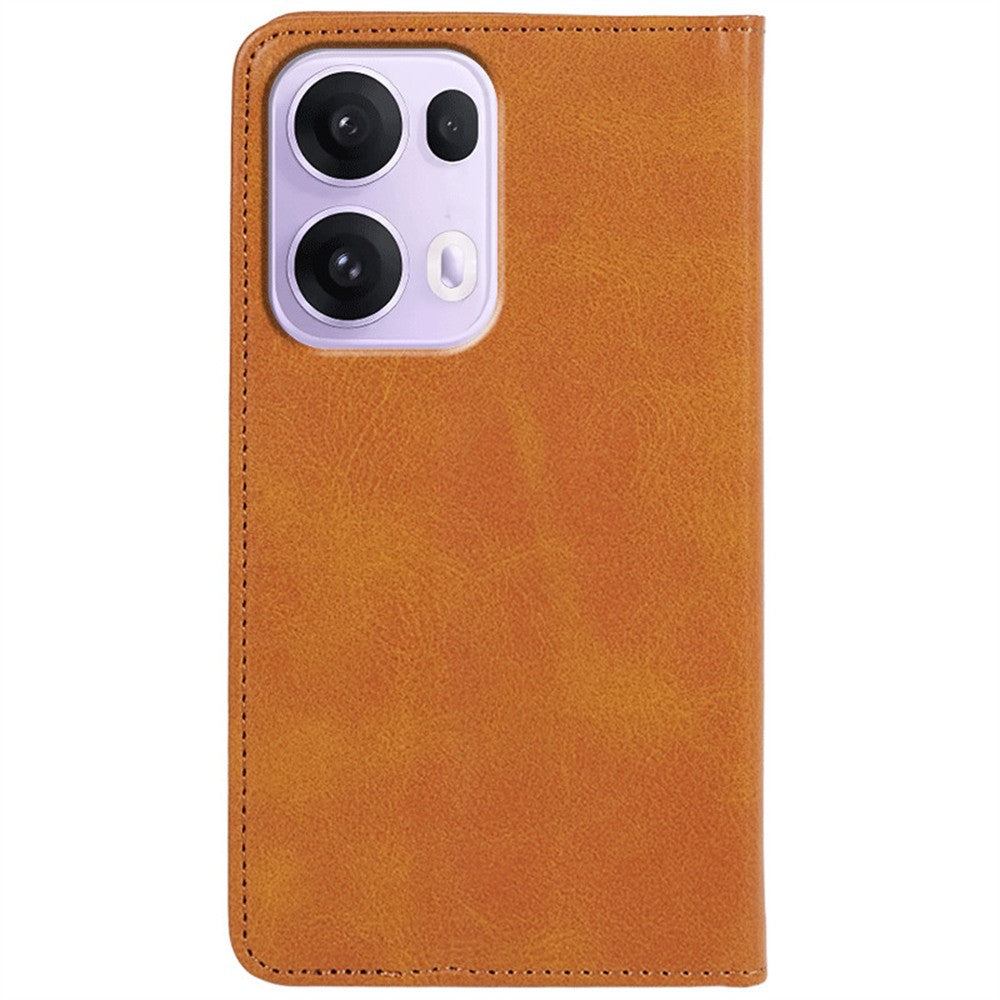 For Oppo Reno13 Pro 5G Case Strong Magnetic PU Leather Phone Cover Calf Texture - Khaki