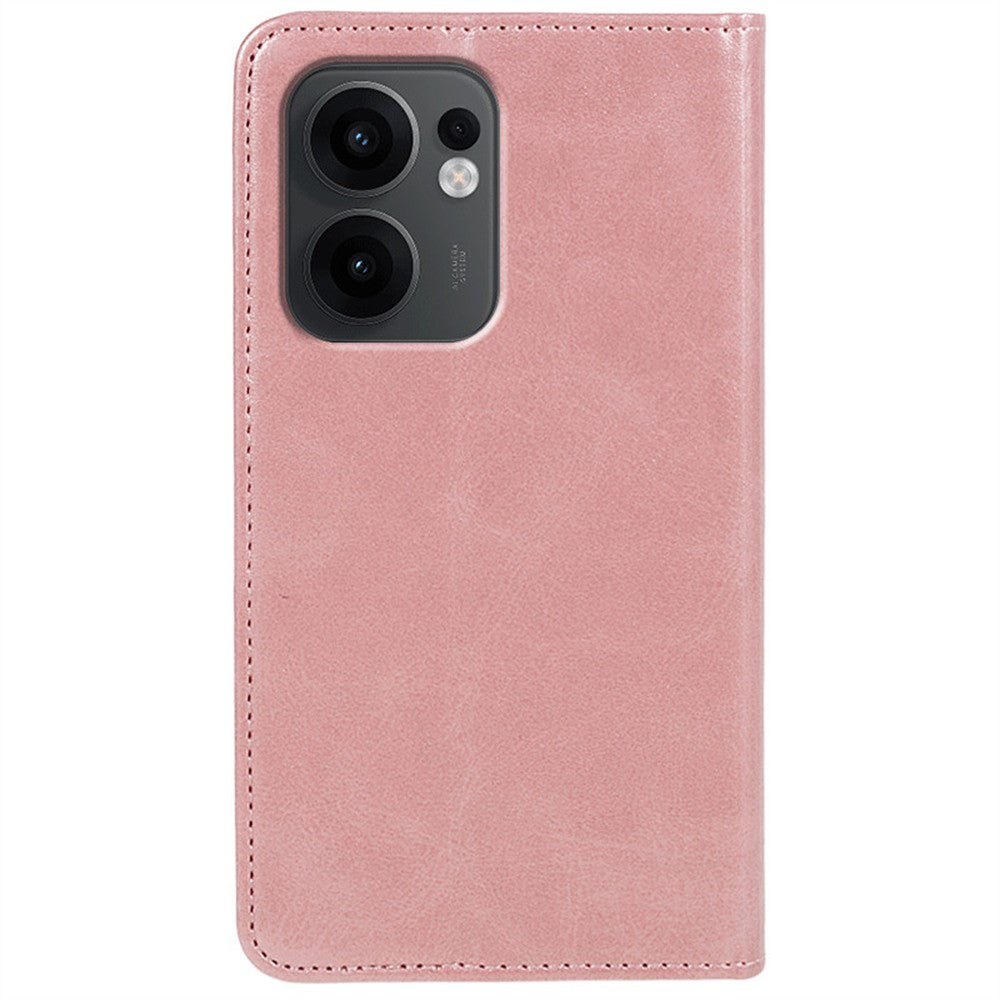 For Oppo Reno13 F 4G / 5G Case Strong Magnetic PU Leather Phone Cover Calf Texture - Rose Gold