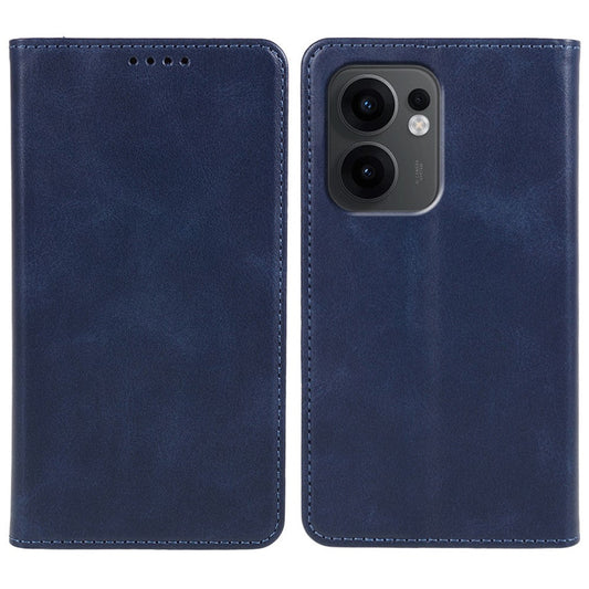 For Oppo Reno13 F 4G / 5G Case Strong Magnetic PU Leather Phone Cover Calf Texture - Blue
