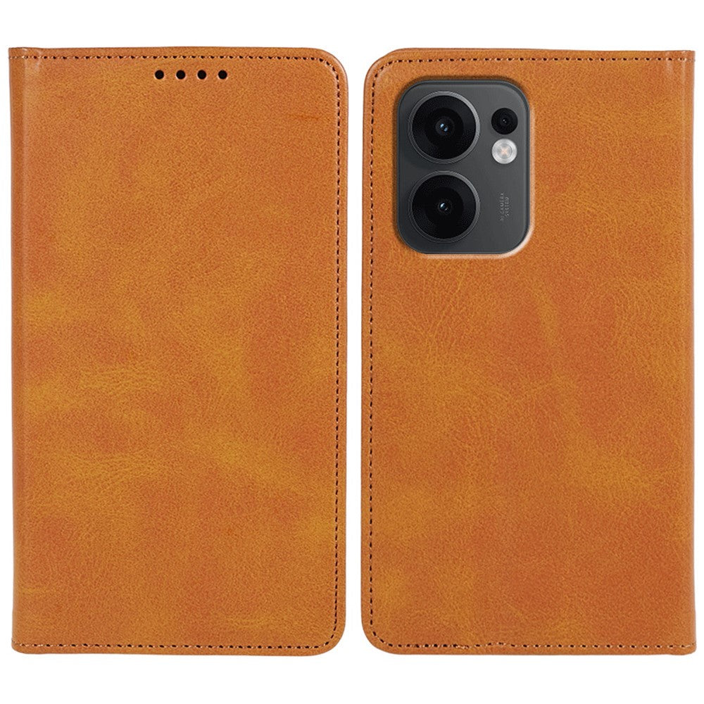 For Oppo Reno13 F 4G / 5G Case Strong Magnetic PU Leather Phone Cover Calf Texture - Khaki