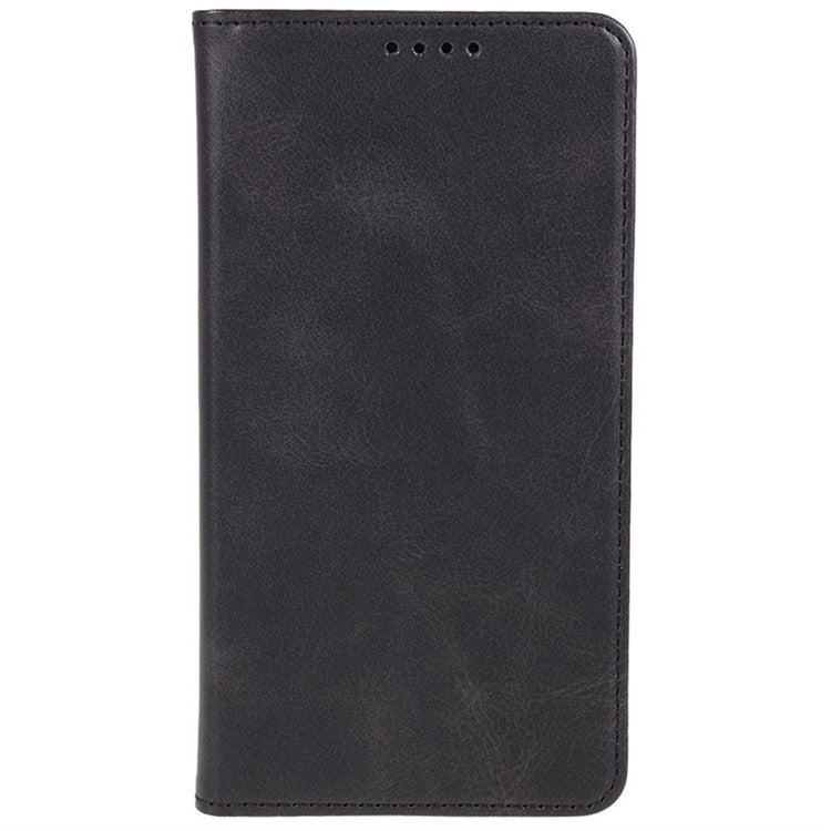 For Realme 14 Pro 5G Case Strong Magnetic PU Leather Phone Cover Calf Texture - Black