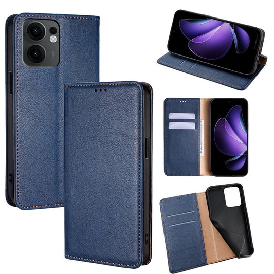 For Oppo Reno13 F 5G / Reno13 F 4G Case Wallet PU Leather Magnetic Auto-Absorbed Phone Cover - Blue