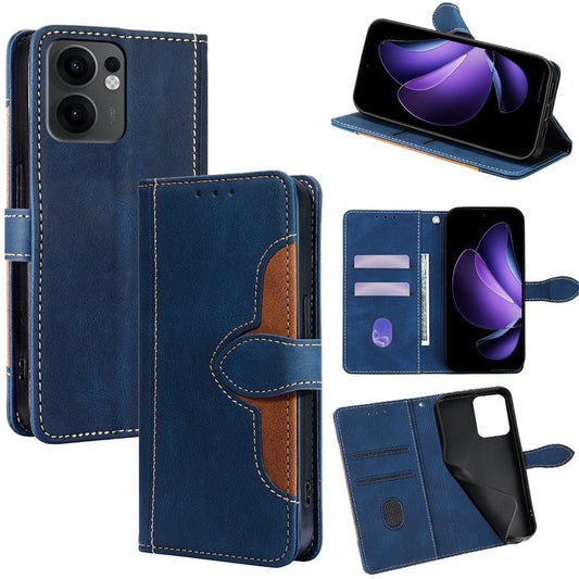 For Oppo Reno13 F 4G / 5G Case Leather Wallet Phone Cover with Straw Hat Magnetic Clasp - Blue