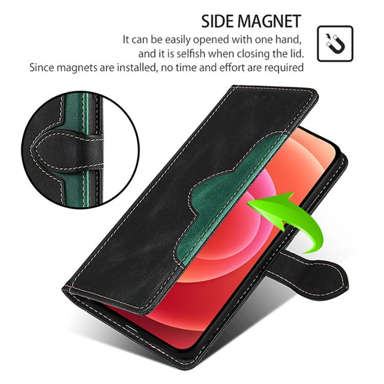 For Realme 14 Pro 5G Case Leather Wallet Phone Cover with Straw Hat Magnetic Clasp - Black
