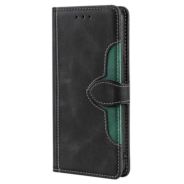 For Realme 14 Pro 5G Case Leather Wallet Phone Cover with Straw Hat Magnetic Clasp - Black