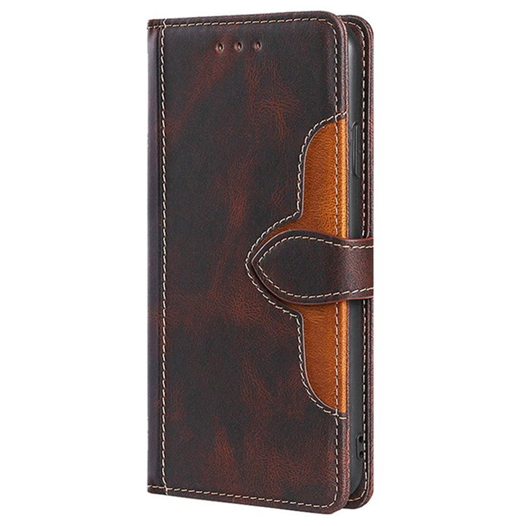 For Realme 14 Pro 5G Case Leather Wallet Phone Cover with Straw Hat Magnetic Clasp - Brown
