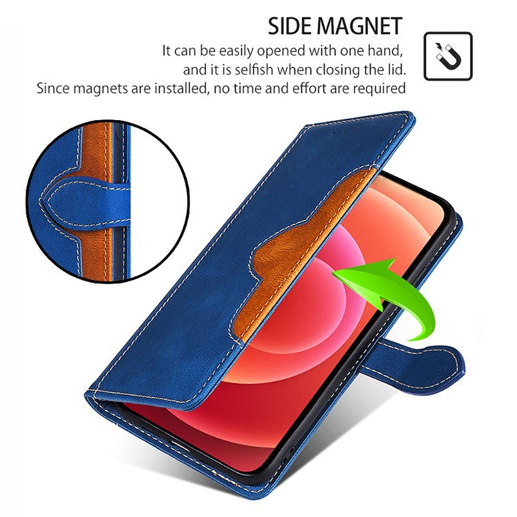 For Realme C75 / 14x 5G Case Leather Wallet Phone Cover with Straw Hat Magnetic Clasp - Blue