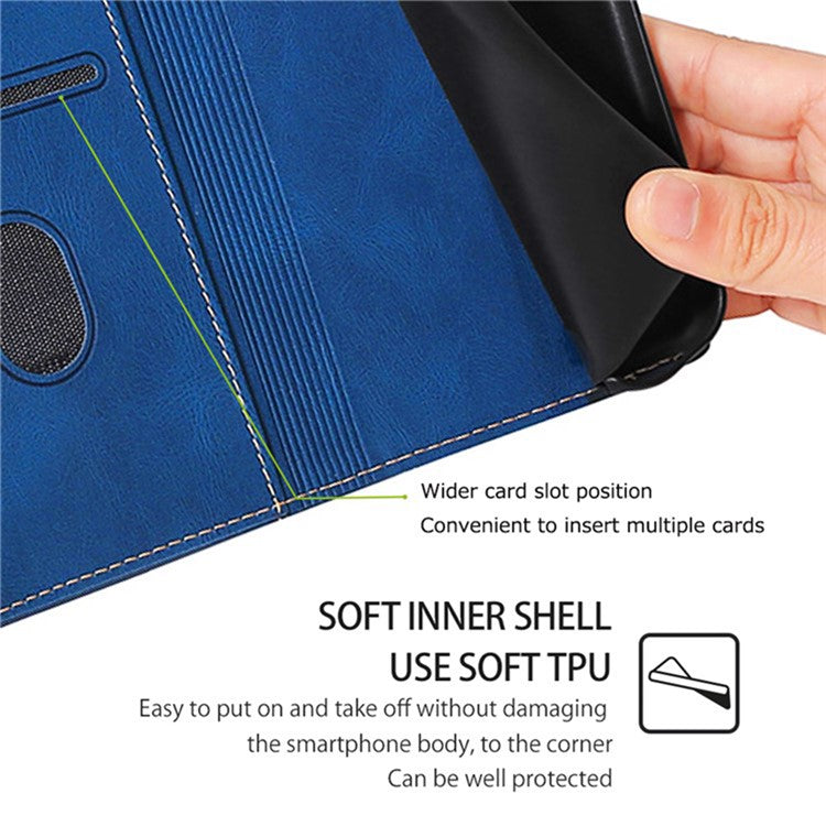 For Realme C75 / 14x 5G Case Leather Wallet Phone Cover with Straw Hat Magnetic Clasp - Blue
