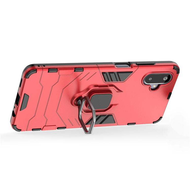 For Samsung Galaxy F06 5G / M06 5G Case PC + TPU Protective Phone Cover with Ring Kickstand - Red