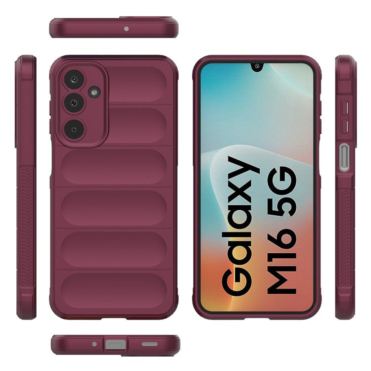For Samsung Galaxy M16 5G / F16 5G Case Anti-Drop Soft TPU Rugged Phone Back Cover - Wine Red